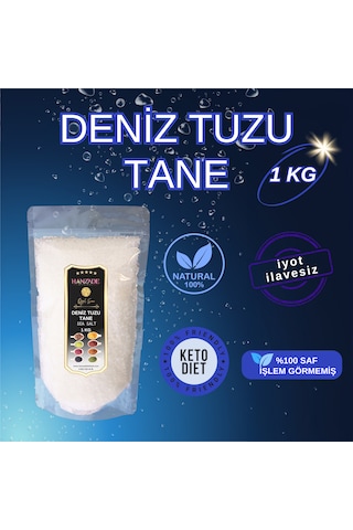 Hanzade Bitkisel Saf Deniz Tuzu Tane Granül İyot İlavesiz 1 KG