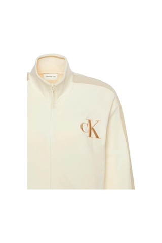 Calvin Klein Ls Stretch Terry Fz Track Jacket Kadın Krem Sweatshirt-12586
