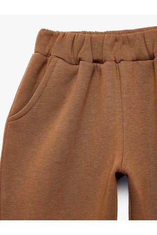 Koton Cep Detaylı Beli Lastikli Barrel Kesim Jogger Eşofman Altı Kahverengi 7wmb40060tk Kahve
