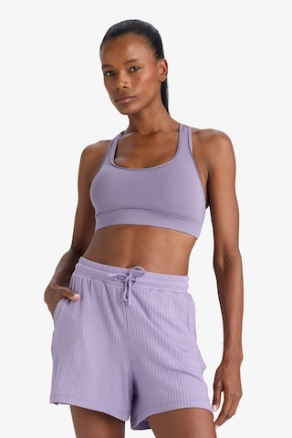 Defacto Defactofit Standart Fit Sporcu Kısa Paça Ribana Şort F6898ax25smpr315 Mor