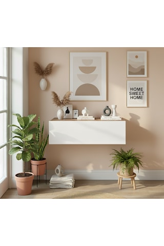 Robin Home Lia Hol Antre Dresuar Duvara Monte Kapaklı 100cm Çam-beyaz Beyaz