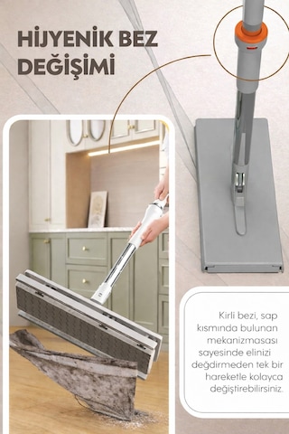 Otomatik Mop, 5 Adet Bez Hediyeli ,yüzey Temizlik Havlusu İle Uyumlu, Kolay Mop, 32 Cm