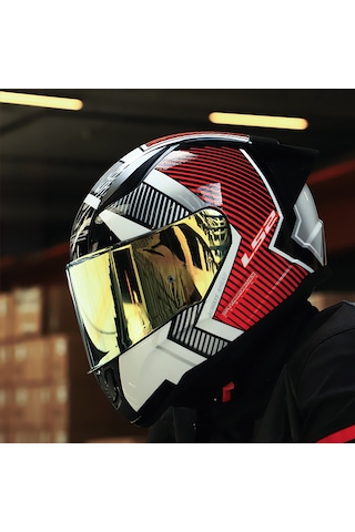 Sarı Cam + Ls2 Rapid 2 Race Extra Kask Beyaz - Kırmızı