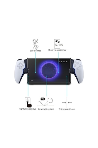 Sony Uyumlu Ps5 Playstation Portal Uzaktan Kumandası İçin 2 Adet 9h 0.3mm Patlamaya Dayanıklı Temperli Cam Filmi