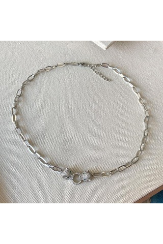 Kaplan Taşlı Trend İkili Çelik Kolye Çok renkli