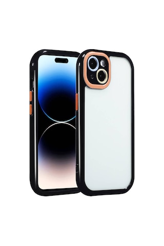 Nourthkiingdom Apple Uyumlu iPhone 14 Kılıf Kamera Korumalı Renkli Kenar Ve Çerçeve Tasarımlı Nrtk Vitamin Kapak-siyah Siyah