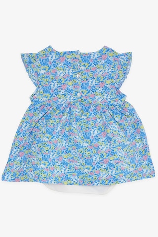 Breeze Kız Bebek Elbise Zıbınlı Çiçek Desenli Fiyonklu 9 Ay-3 Yaş, Mavi Mavi