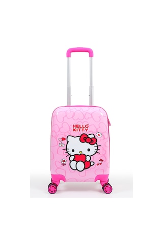 Gedox Kids Hello Kitty Lisanslı Çocuk Valizi Pembe Darbeye Dayanıklı 33l 360 Tekerlekli Hello Pembe Kalp