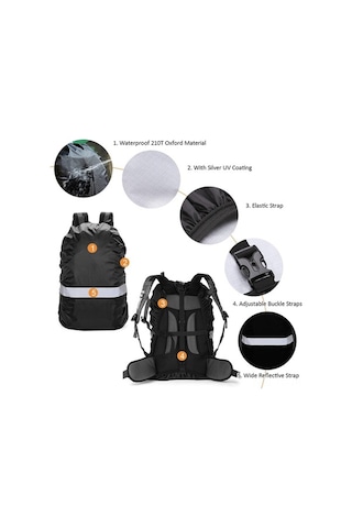 Novahub Gece Güvenliği İçin Yansıtıcı Şeritli Güçlü Su Geçirmez Sırt Çantası Kılıfı - 20-100l Çok Renkli Çok Renkli