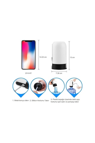 Maoyaya Şarjlı Tek Motorlu Damacana Pompası - Beyaz Beyaz