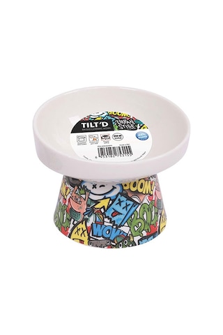 M-pets Urban Style Seramik Kedi Mama Ve Su Kabı Color Mix 350 Ml 14,5x14,5x11,5 Cm 244-51022.03
