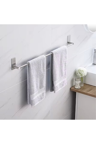 Havluluk Dik Rozetli 42cm Yapışkanlı Paslanmaz Çelik Krom Rengi Krom