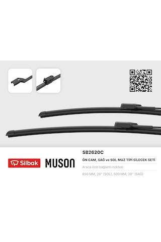Sılbak Silecek Süpürgesi 650/500mm Muz Tipi Ford Focus Iv 17 Volvo C30 06 Volvo S40/v50 06 Volvo S80 06 Togg T10x 06-23 Sılbak Sb2620c Jx7bs17528 Kx7j Aa 2407543