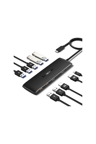 Lemorele Tc300, Type-c Çoklayıcı Hub - Çift Hdmı - 10gbps Usb 3.1 - 10 Portlu 100w Pd Şarjlı Docking Station