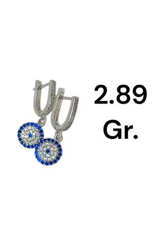 925 Ayar Gümüş Nazar Boncuğu Şekilli Taşlı Küpe Şık Ve Koruyucu Tasarım Gümüş