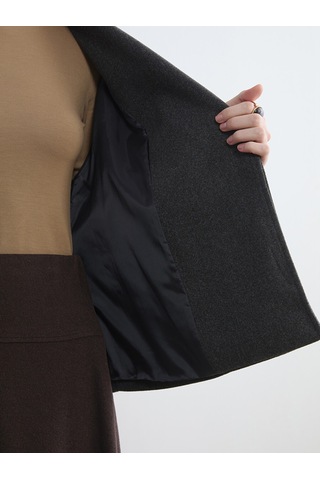 Lcw Modest Antrasit Kruvaze Yaka Oversize Kadın Kaşe Kaban