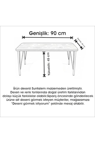 Dikdörtgen Orta Sehpa 90x45 Cm Modern Desenli Suntalam Sehpa Açık Ceviz