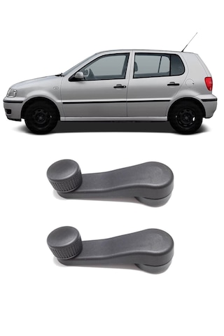 Vw Polo Hb 1994 - 1999 Uyumlu Manuel Çevirmeli Cam Açma Kapama Kolu Siyah 2 Adet Takım 1h0837581
