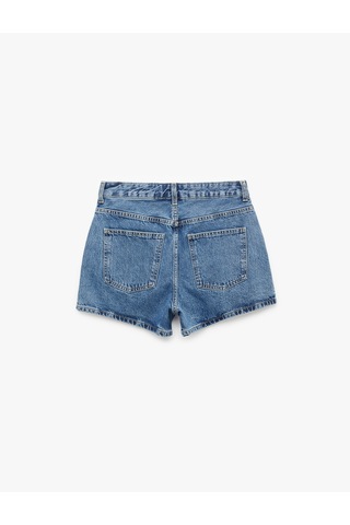 Koton Normal Bel Düğmeli Pamuklu Rahat Kalıp Mini Denim Şort Orta İndigo 6sal40003md İndigo