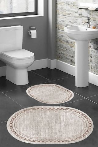 Eliana Home Dijital Baskı 2'li Banyo Paspas Takımı Lna5-ht899 100x60 Ve 60x50 Cm Kahverengi