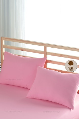 Formeya Ranforce %100 Pamuk Yastık Kılıfı 2 Adet 50X70 Kapaklı Pembe