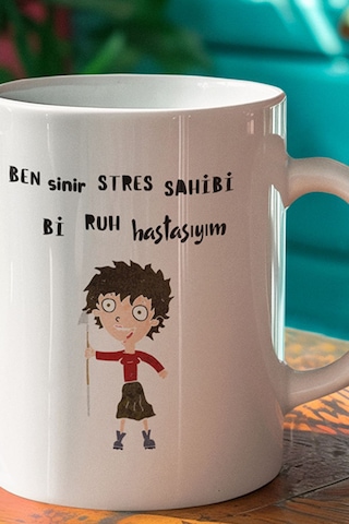 Ruh Hastasıyım Baskılı Eğlenceli Komik Hediyelik Beyaz Kupa Bardak