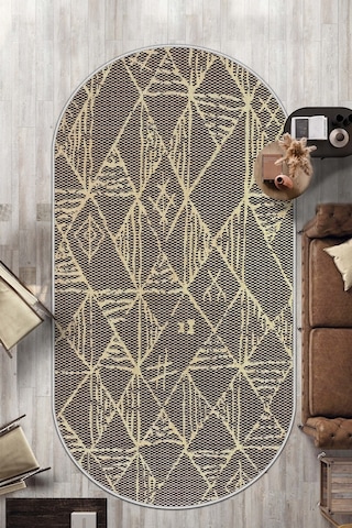 West Home Makinede Yıkanabilir Kaymaz Taban Leke Tutmaz Oval Mutfak Halısı Salon Halısı Ve Yolluk Wh 588 Black Oval