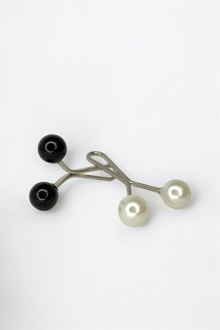 Eşarp Şal Klipsi 12 Adet İnci Model Klips 6 Siyah Ve 6 Beyaz Kadın Tesettür Aksesuar İğne Siyah - Beyaz