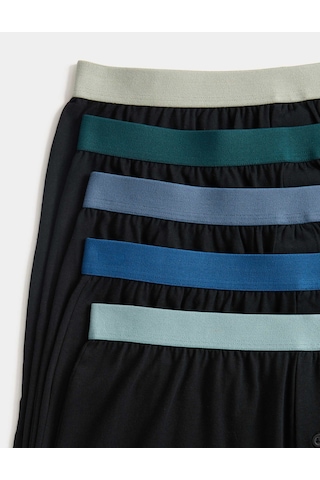 Marks & Spencer 5'li Pamuklu Jersey Boxer Siyah Mix