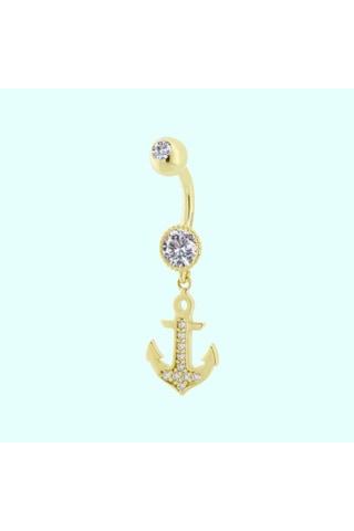 Altın Göbek Piercing 14 Ayar Sallantılı Çapa Altın