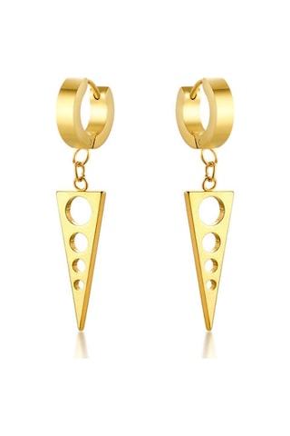 Ehediye Chavin Çelik Sarı Sallantılı Bayan Erkek Küpe Dz45Sr Altın