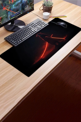 Sonictouch Klavye Mousepad 32x70cm Dikişsiz Pürüzsüz Sıvı Geçirmez Kaymaz Taban Gölge Samuray