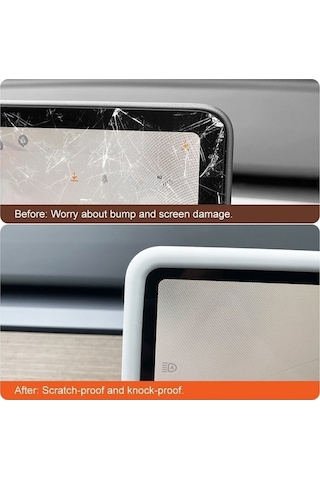 Flybuy Tesla Model3 Ekran Korumu Silikon Çerçeve Siyah, Tampon Kapak