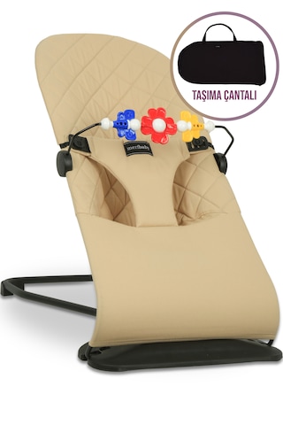 Merfbaby Oyuncaklı Ana Kucağı - Bej - Taşıma Çantalı