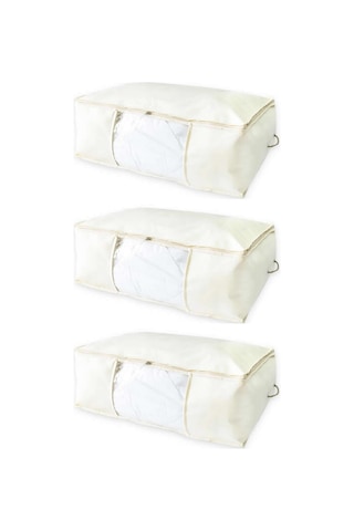 Vedsey 3'lü Set 70x50x25 Cm Krem Hurç Pencereli Krem