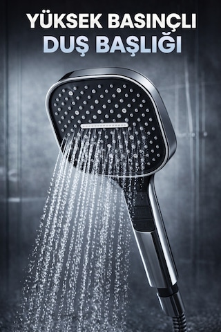 Lüx Banyo Duş Başlığı Premium Başlık Ağır Malzeme Siyah