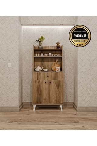 Dekorfim Çok Amaçlı Airfry Dolabı Kahve Köşesi Kahverengi