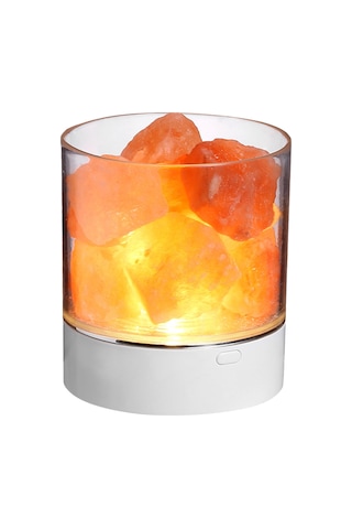 Qingmipy Doğal Himalaya Tuz Lambası - 7 Renkli Led Işık, Usb Şarjlı Hava Temizleyici Dekoratif Aydınlatma Beyaz