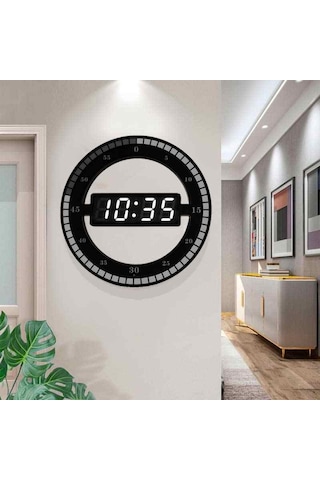 Triline 3D Led Dijital Elektronik Modern Duvar Ve Masa Saati Tari Siyah