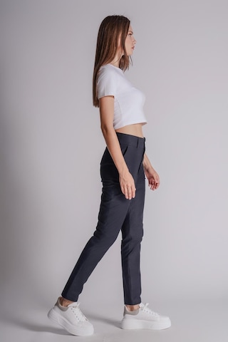 Braccas Kadın Yandan Cepli Pamuklu Chino Yüksek Bel Slim Fit Pantolon Lacivert Lacivert