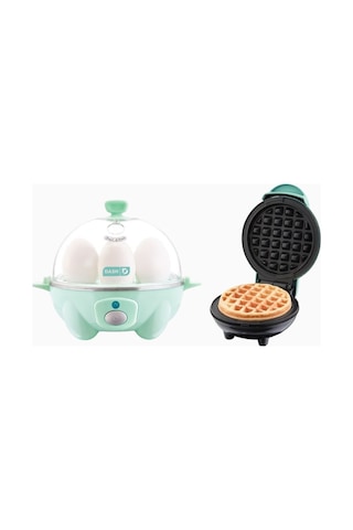 Dash Rapid Yumurta Pişirici + Mini Waffle Makinesi Premium Kahvaltı Seti Waffle Makineleri Yeşil 2