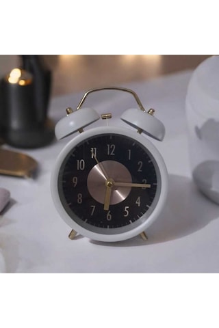 Retro Yüksek Sesli Çift Çanlı Çalar Saat, Büyük Kadranlı, Analog Alarmlı Masa Saati Mavi