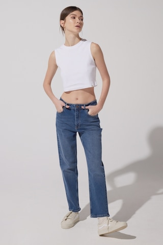 Lee Carol Yüksek Bel Düz Paça Mavi Kadın Esnek Jean Denim Kot Pantolon L30U008XT Mavi