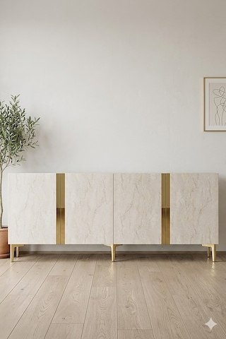 Ka1898atg Anka Konsol Ve Tv Sehpası Antrasit-traverten-gold 180cm