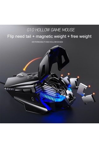 Yındıao G10 7200dpı 7 Modlu Ayarlanabilir 7 Tuşlu Rgb Işık Kablolu Metal Mekanik Sert Çekirdekli Makro Fare, Stil: Ses Sürümü Gümüş Diğer