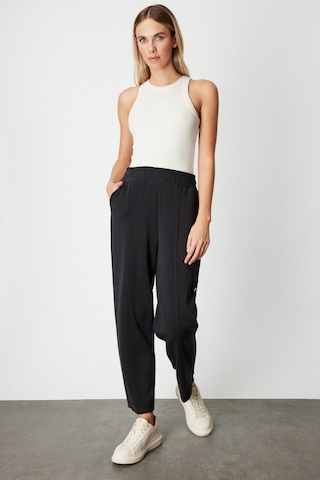 On Kadın Düğme Detaylı Bol Paça Eşofman Altı 64149 Siyah Siyah