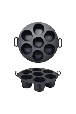 Güncelçarşı Airfryer Silikon Kek Pişirme Kalıbı 7 Bölmeli, Silikon Cupcake Kek Pişirme Kabı Air Frye Sku: Smg8690010525727 Açık Gri
