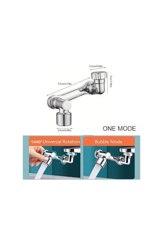 Jms 1080 Genişletici Püskürtme Kafası Mikser Havalandırıcı Fıskiye Su Musluk Memesi 1 Mod Gümüş
