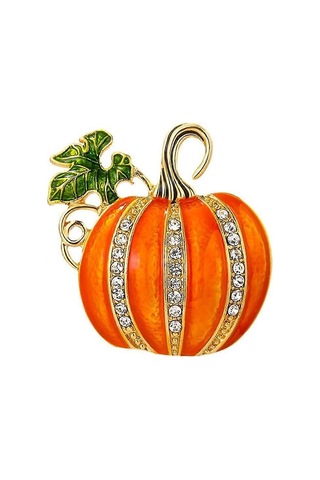 Kadınlar Kızlar İçin Yapay Elmas Kabak Broş Pin Altın Ton Moda Emaye Cadılar Bayramı Şükran Günü Yeşil Yaprak Broşlar Yaka İğneleri Sevimli Sonbahar Tatil Festivali Çok Renkli