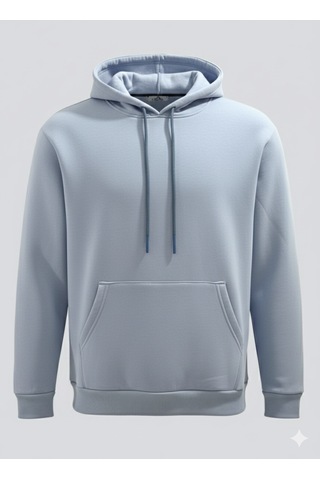 Feydi Unisex İçi Polarlı Kapüşonlu Sweatshirt Hustle Gard Baskılı Açık Mavi